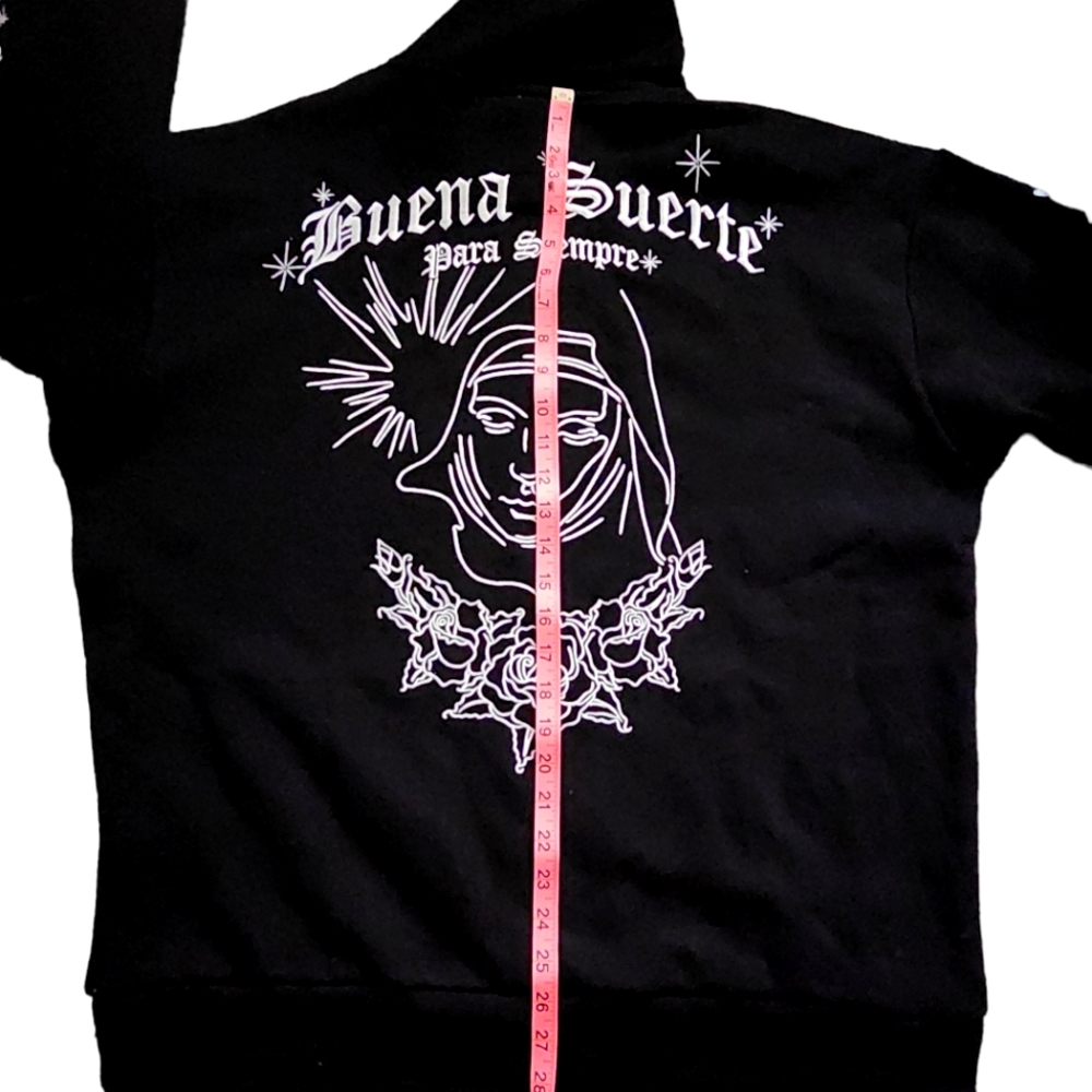 NWT Forever 21 Mens Buena Suerte Religious Sweatshirt Hoodie Sz. XL - Picture 3 of 12